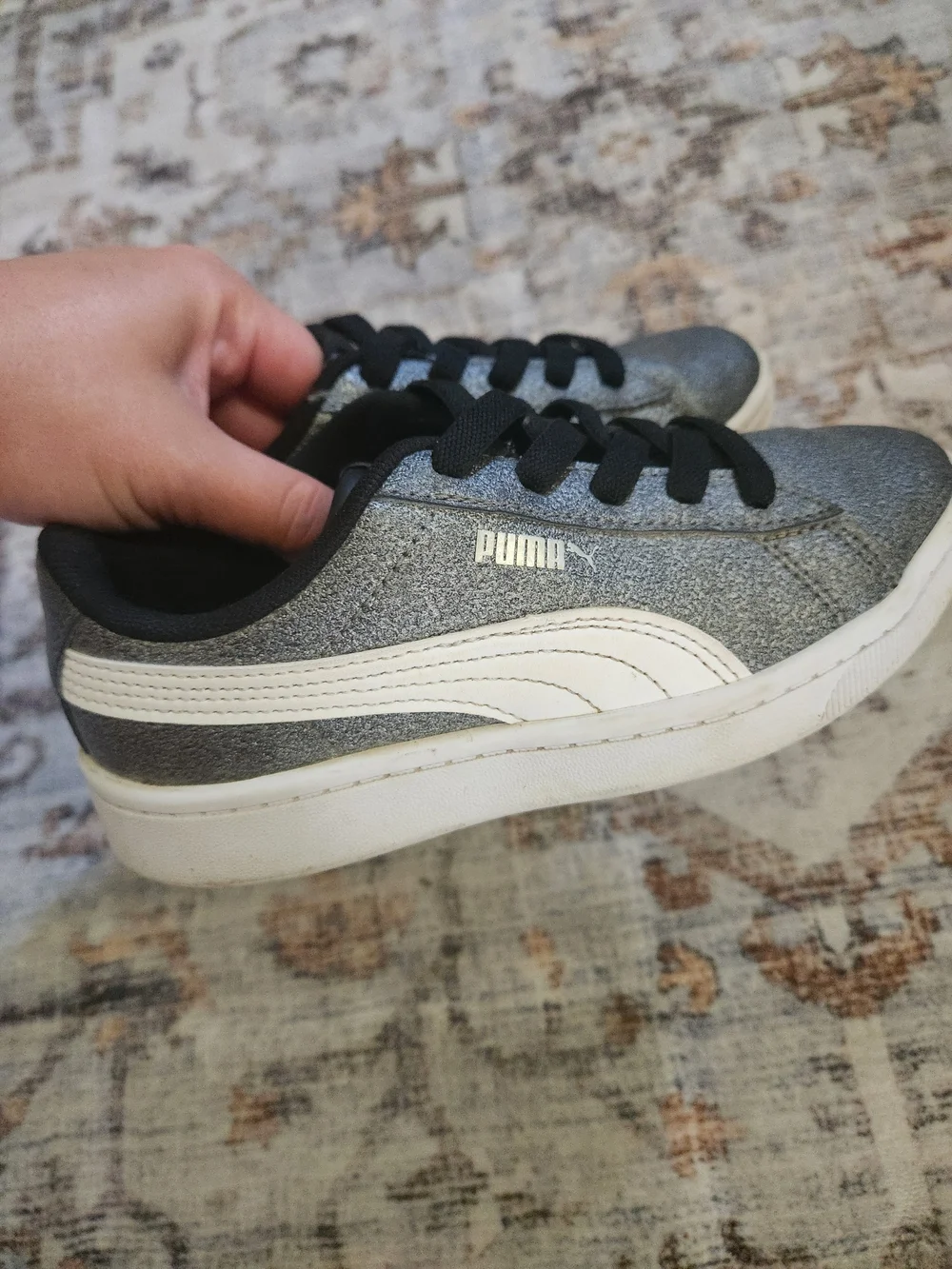 Puma Metallic Silver Low-Top Sneakers