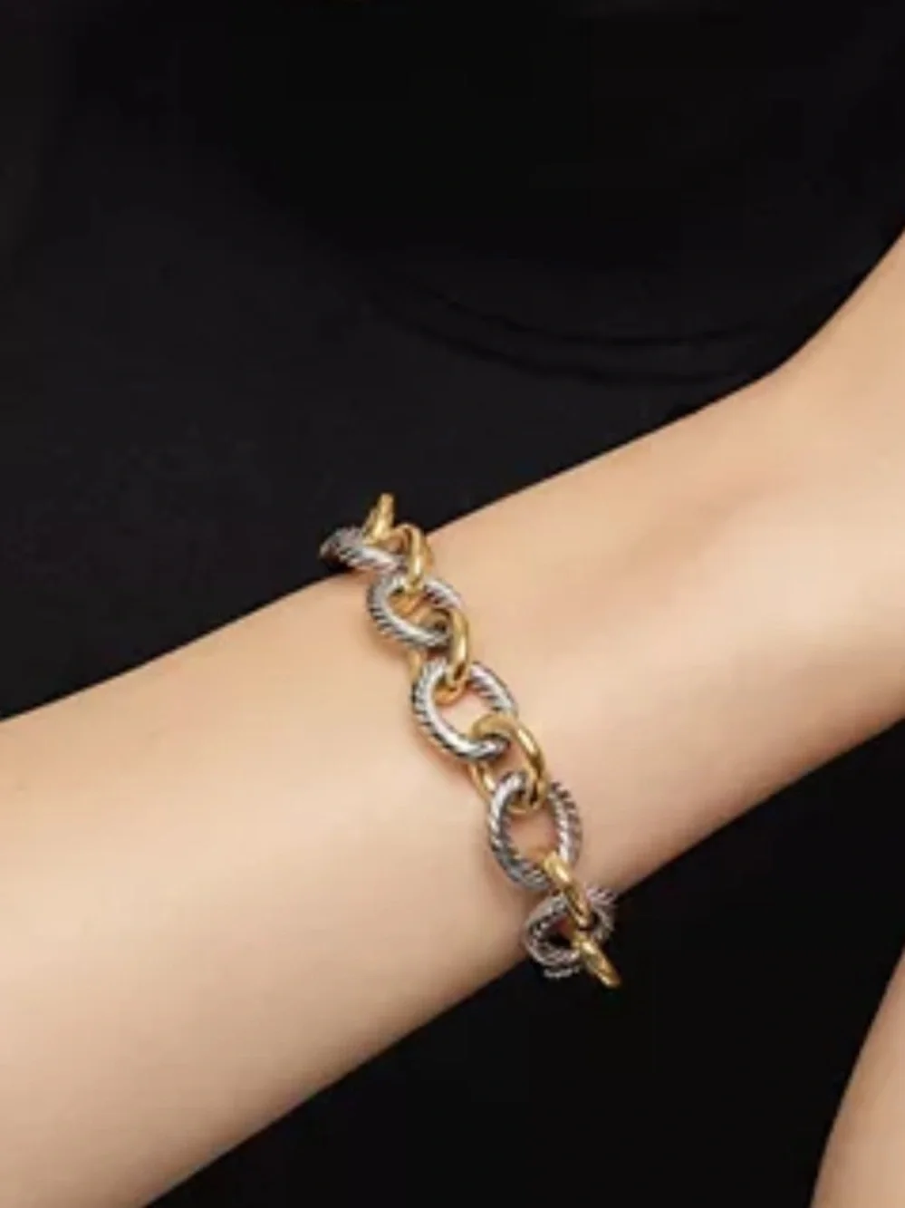 David Yurman Two-Tone Gold and Silver Link Bracelet - Women's Jewelry