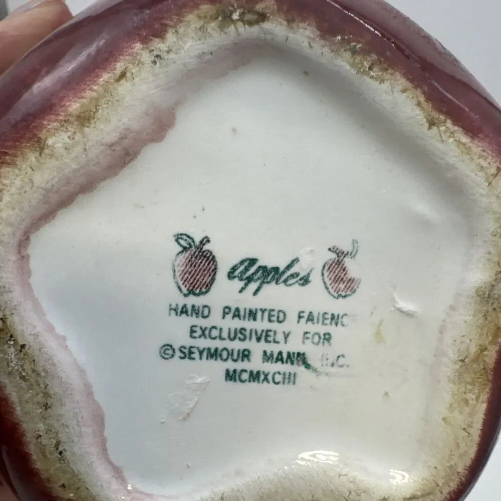 Vintage Red Apple Cookie Canister Jam Jar w/ Serving Utensil Opening
