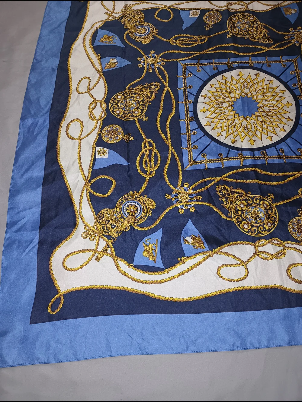 Talbots Gold Link Medallion Print Silk Scarf
