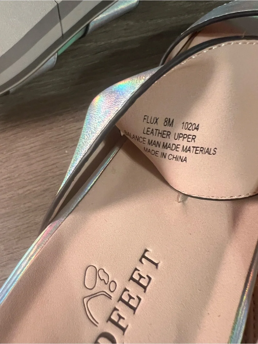 Naked Feet Iridescent Holographic Platform Slide Sandals - Silver