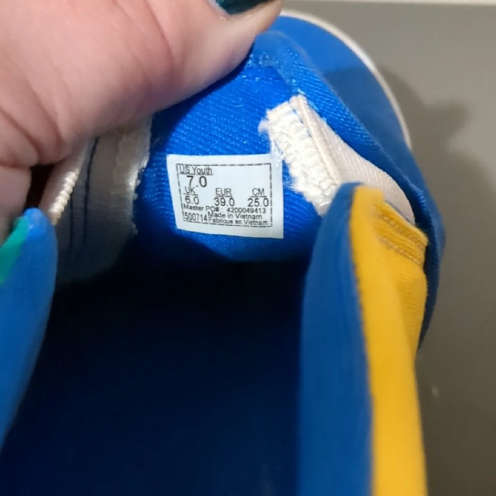 Vans Kids Slip-On Sneakers Blue Green Yellow Size 7 Skate Shoes