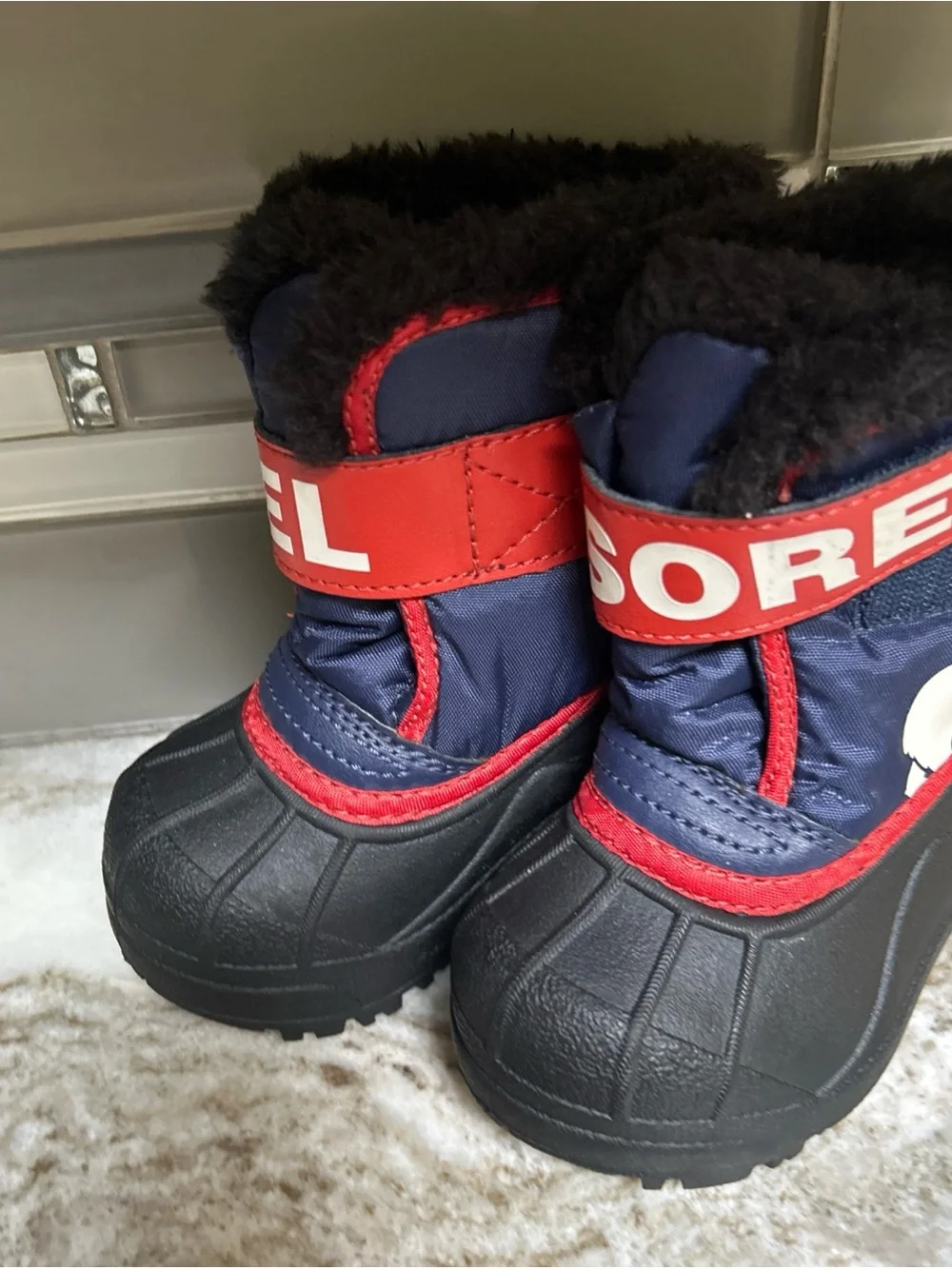 Sorel Snow Commander Winter  Snow Boots Blue Fur Waterproof Size 5 Toddler New.