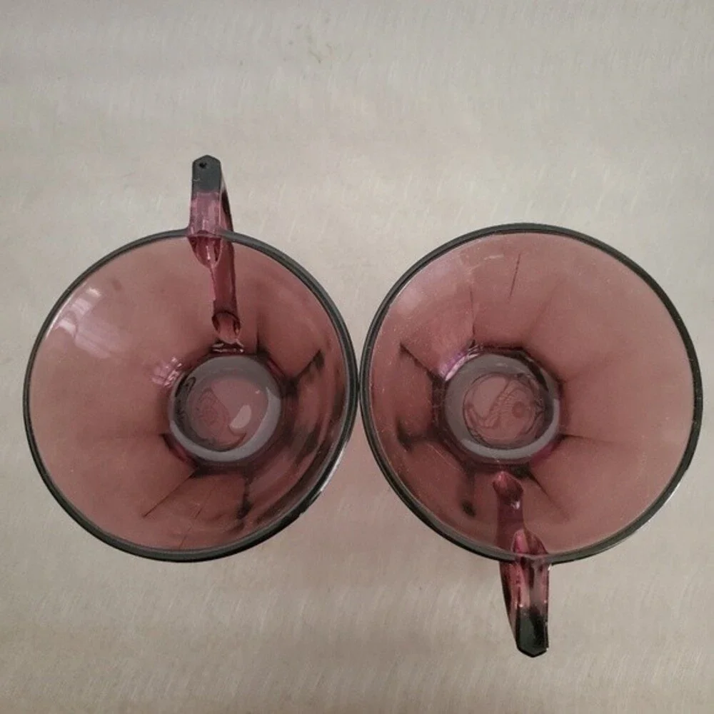Vintage Hazel Atlas Moroccan Amethyst Purple Glass Cups USA Set of 2
