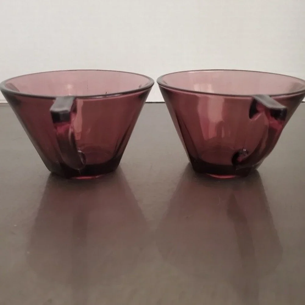 Vintage Hazel Atlas Moroccan Amethyst Purple Glass Cups USA Set of 2