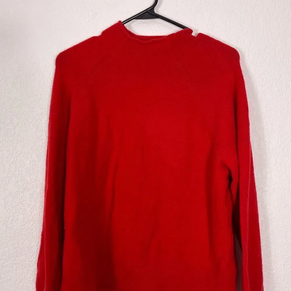 J. Crew‎ Red Mock Neck Wool Blend Pullover Sweater Size Small