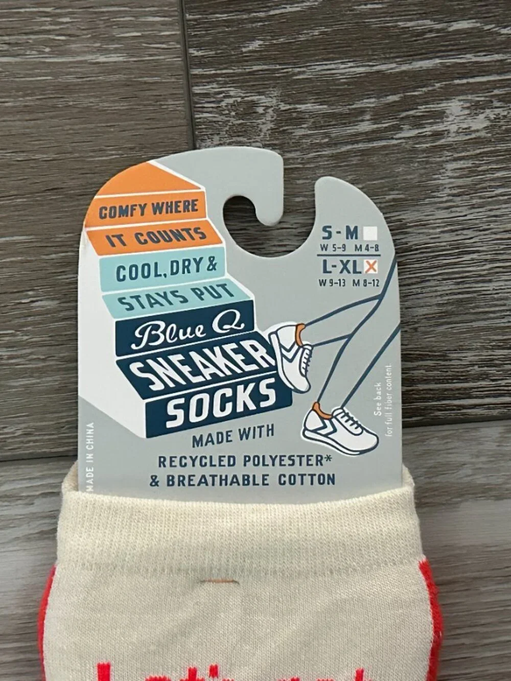 NWT Blue Q Sneaker Socks Sz L XL Fits W 9 - 13 M 8 - 12 Colorful & Fun