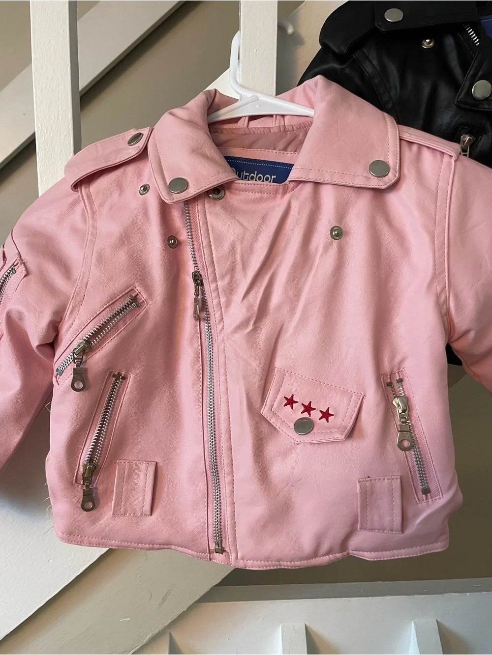 Lot of 2 Outdoor Habitat Toddler Biker Jackets Black & Pink Faux Leather Size 2