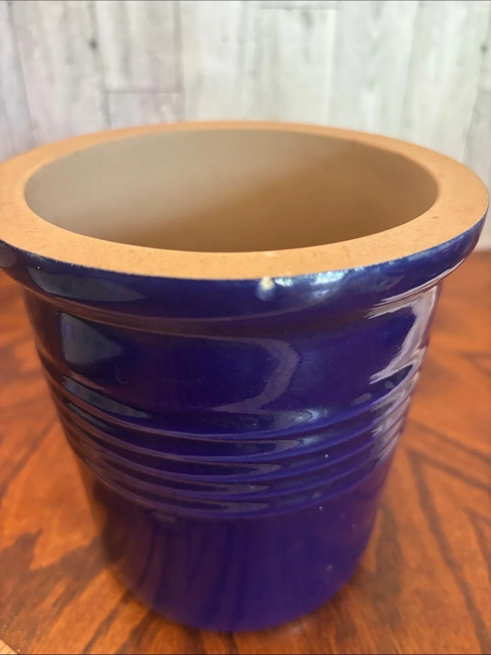 The Pampered Chef Ceramic Utensil Crock in Deep Blue