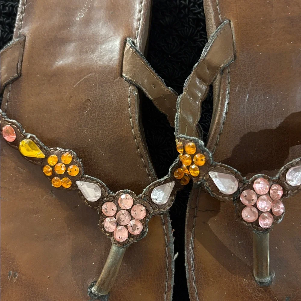 Children’s Ellemenno Embellished Brown Sandals 3