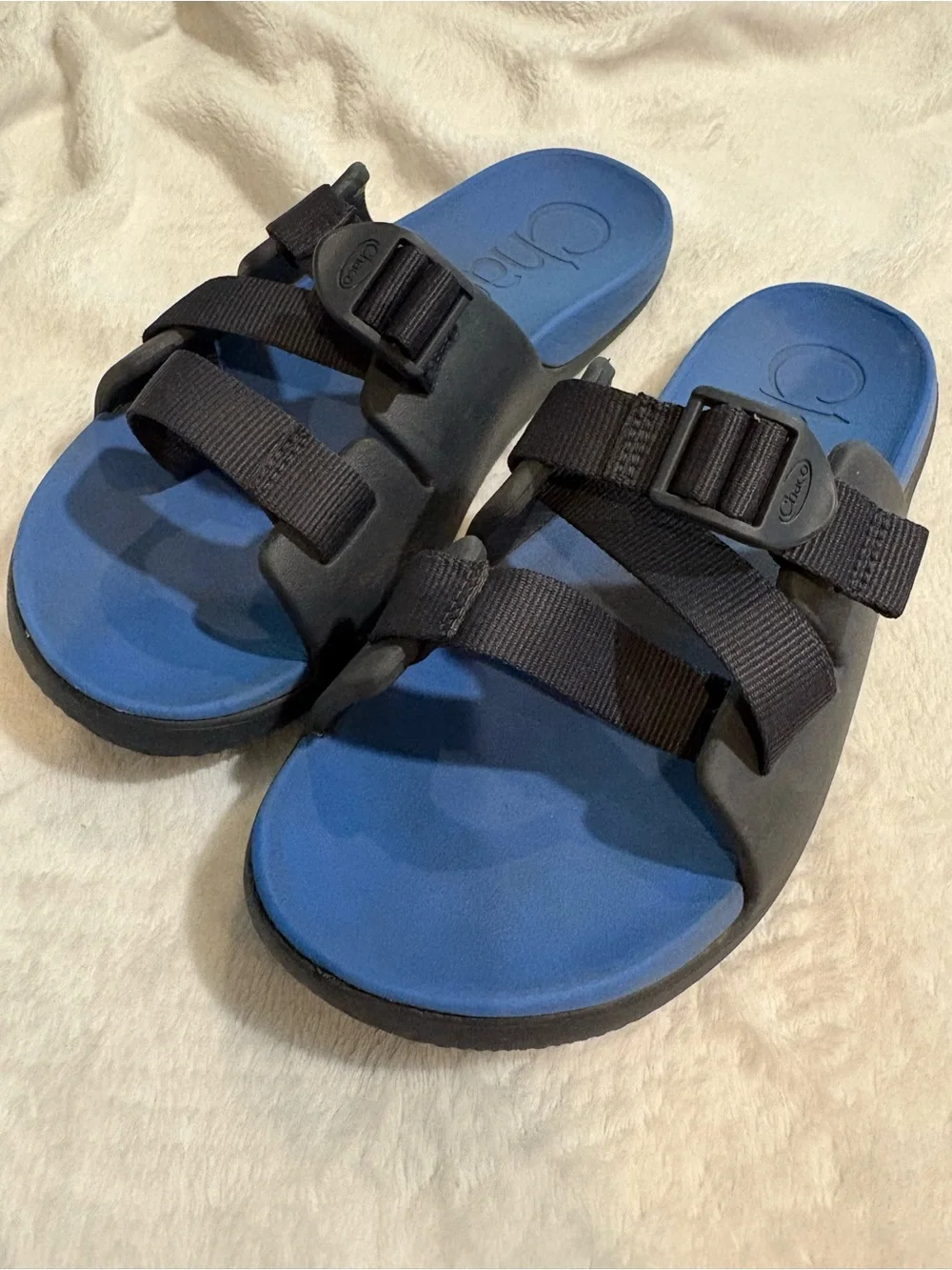 Chaco Kids Blue and Black Adjustable Slide Sandals