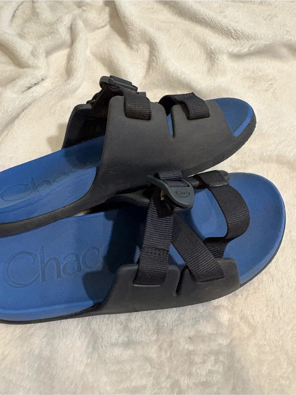 Chaco Kids Blue and Black Adjustable Slide Sandals