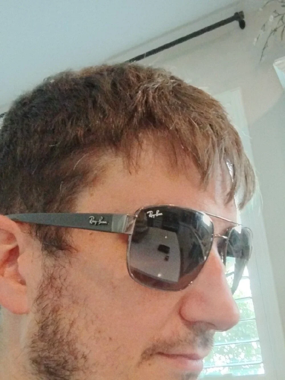 Ray-Ban Black Metal Rectangular Sunglasses with Case