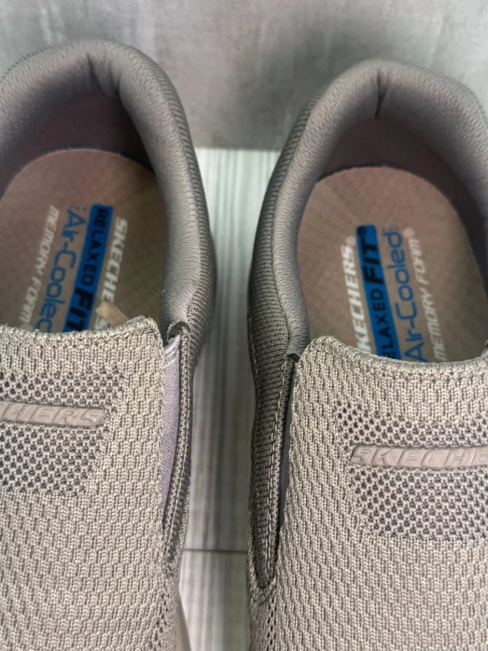 Skechers Relaxed Fit Air-Cooled Memory Foam Slip On Shoes Men's 14 Taupe 204849