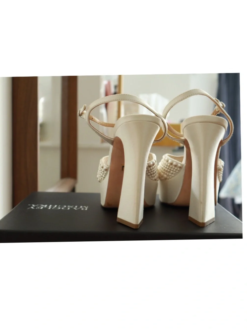 Badgley Mischka White Pearl Platform Sandal