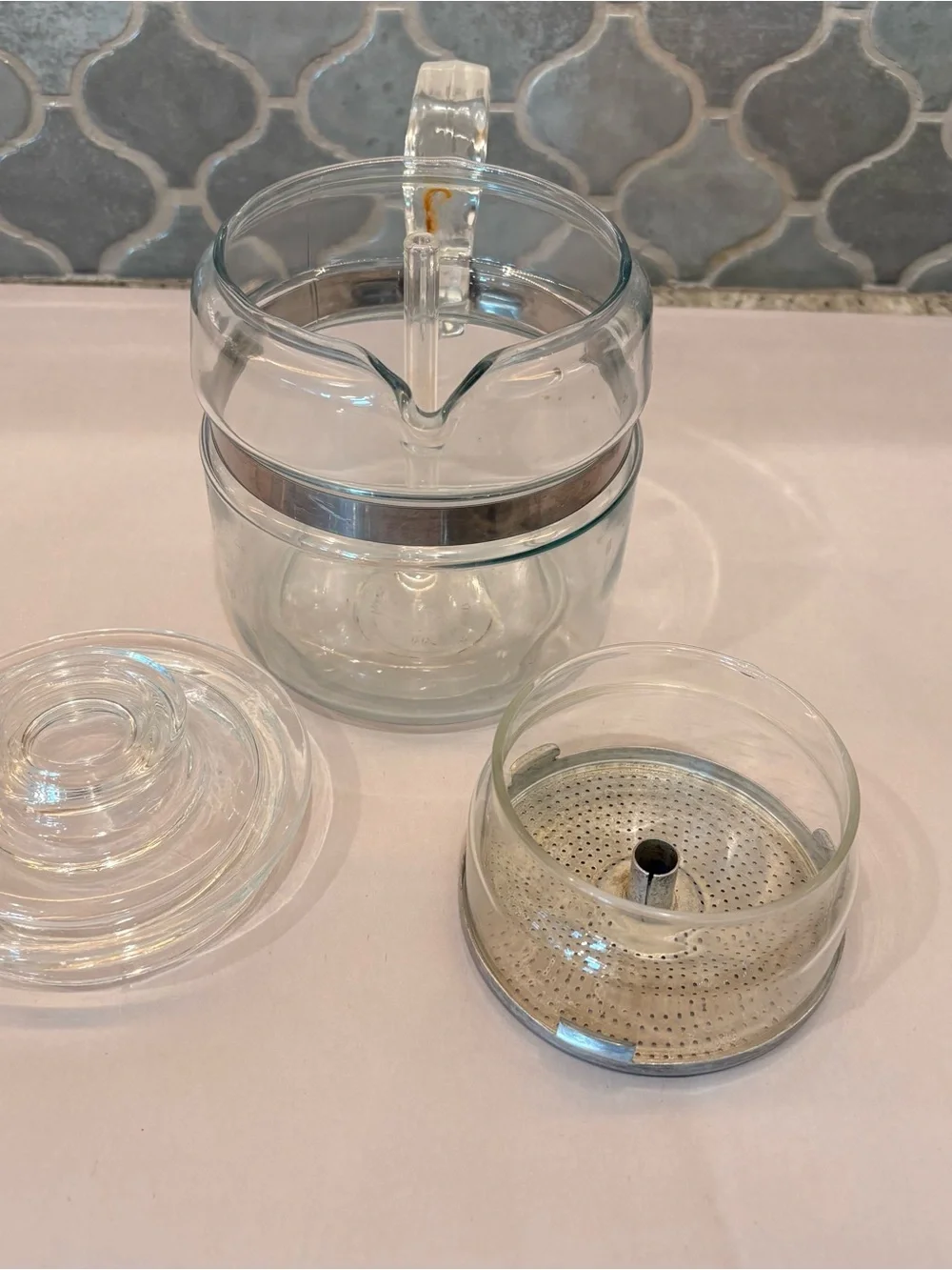 VTG Pyrex 7754 Stovetop Glass Percolator Complete with Pump, Basket