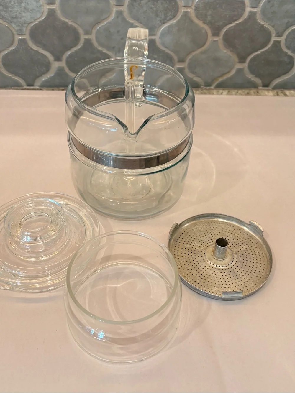 VTG Pyrex 7754 Stovetop Glass Percolator Complete with Pump, Basket
