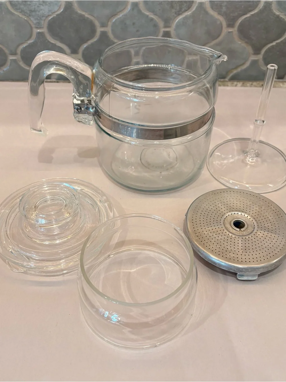 VTG Pyrex 7754 Stovetop Glass Percolator Complete with Pump, Basket