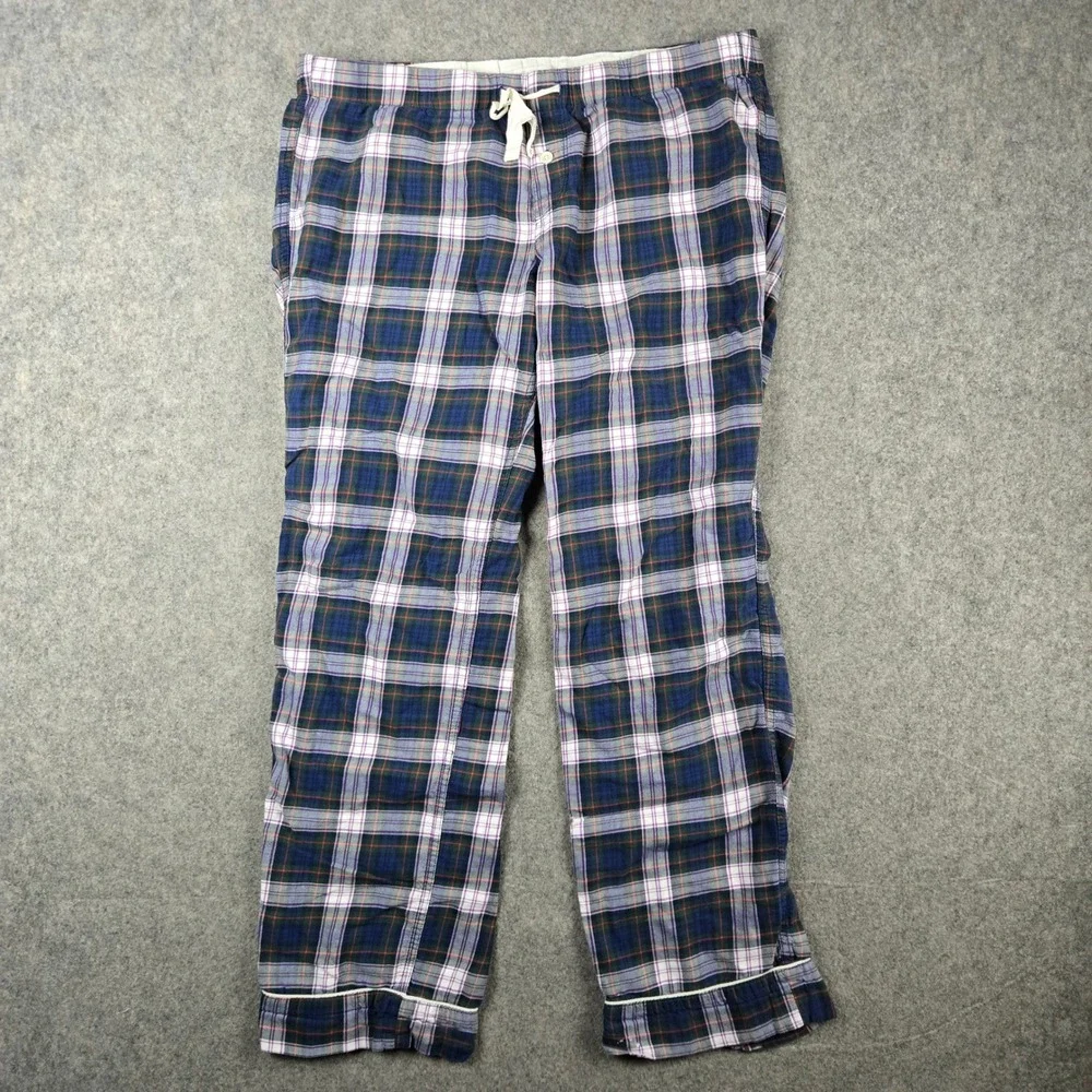 J. Crew Pajama Pants Womens Medium Blue Plaid Flannel Lounge Sleepwear Bottoms
