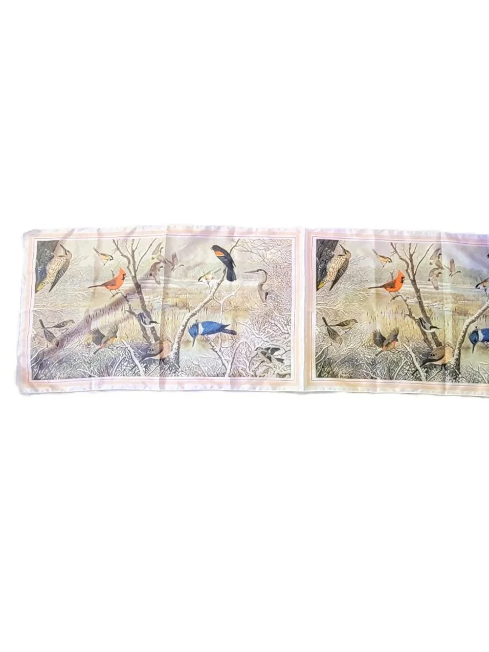 Vintage 1979 National Wildlife Federation Bird Scarf Winter Nature Print 42