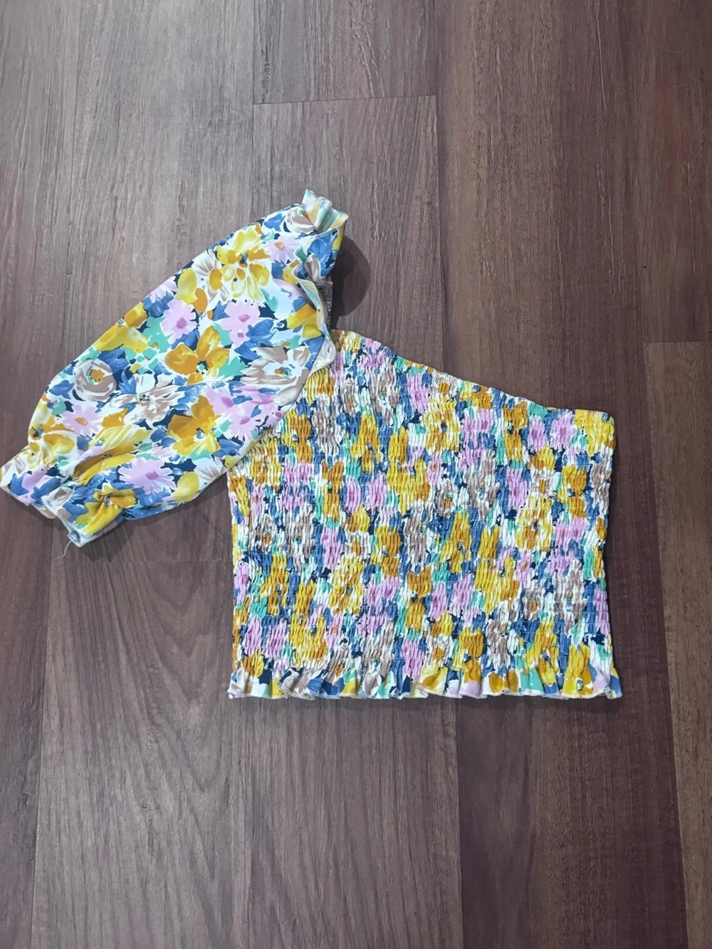Smocked Floral Two-Piece Set in Yellow, Pink, Blue