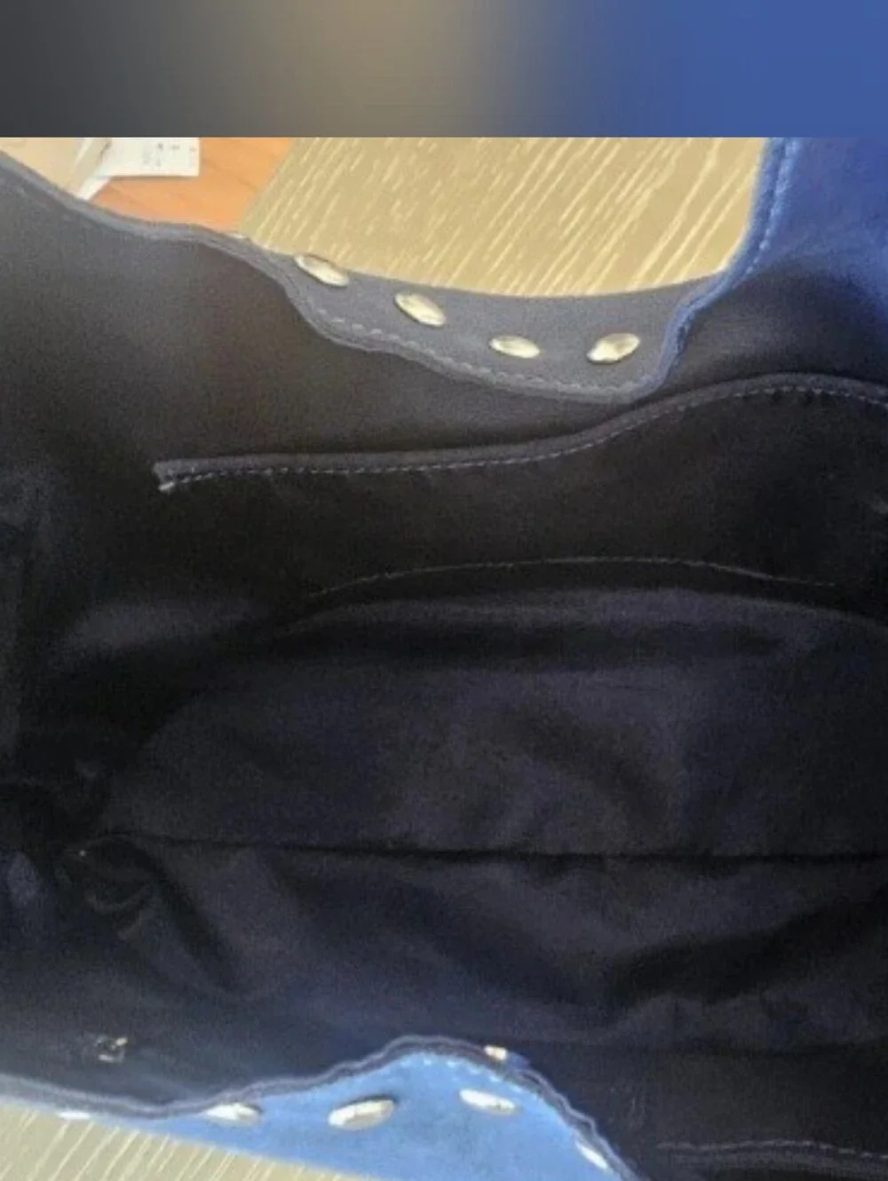Aqua Navy Suede Studded Hobo Bag