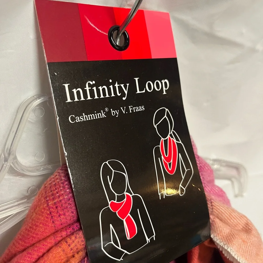 V. FRAAS cashmink Vibrant Pink and Orange Infinity Scarf