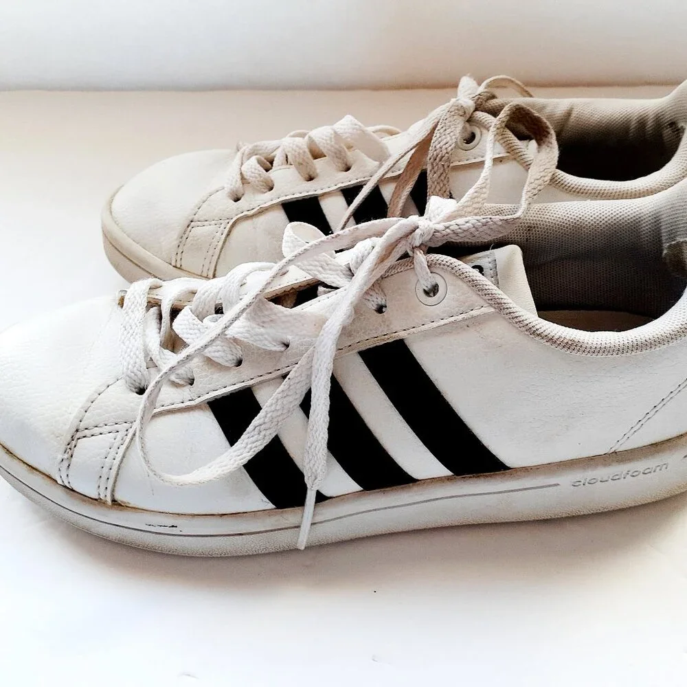 Adidas Boys Shoes White Black Stripe Neo Youth Size 6