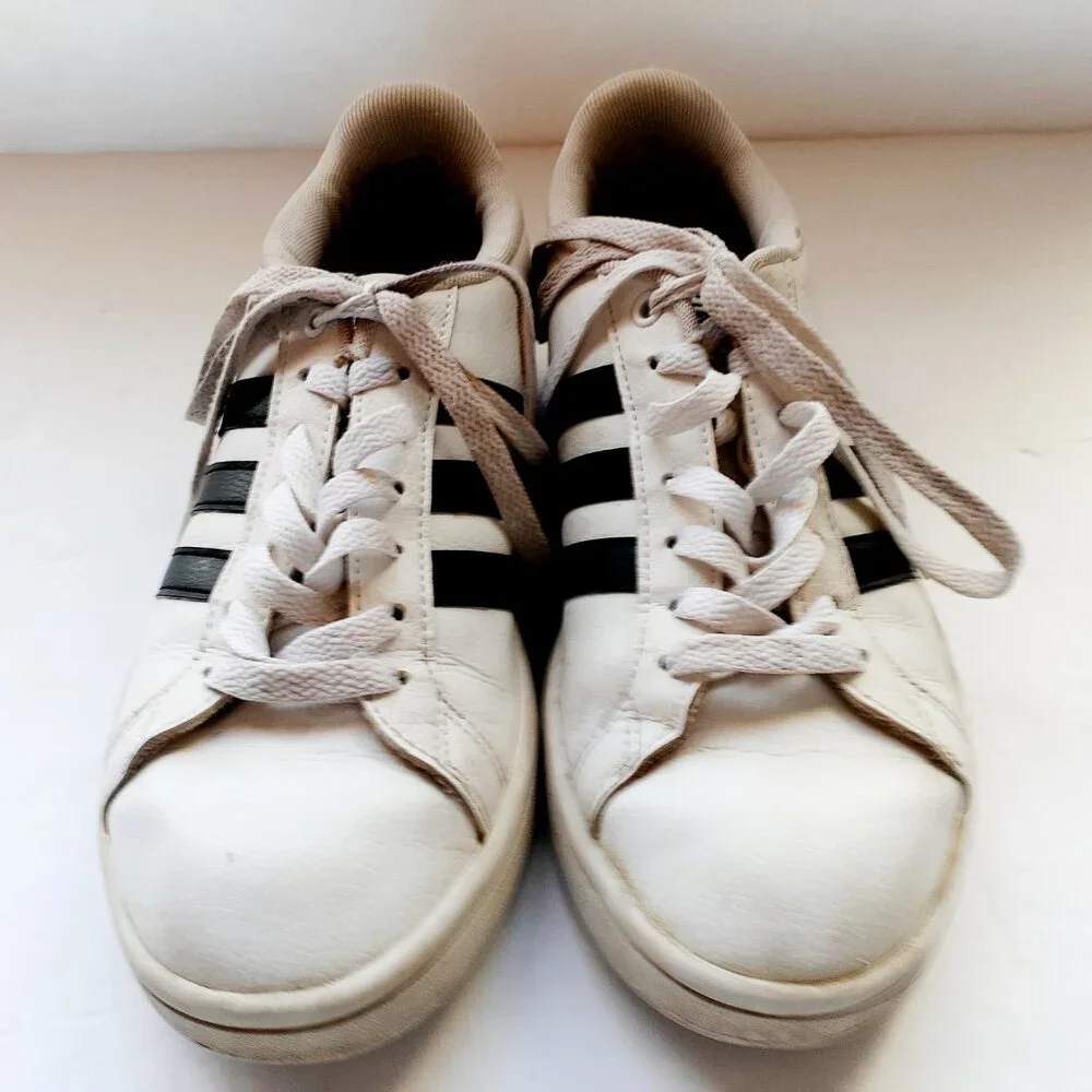Adidas Boys Shoes White Black Stripe Neo Youth Size 6