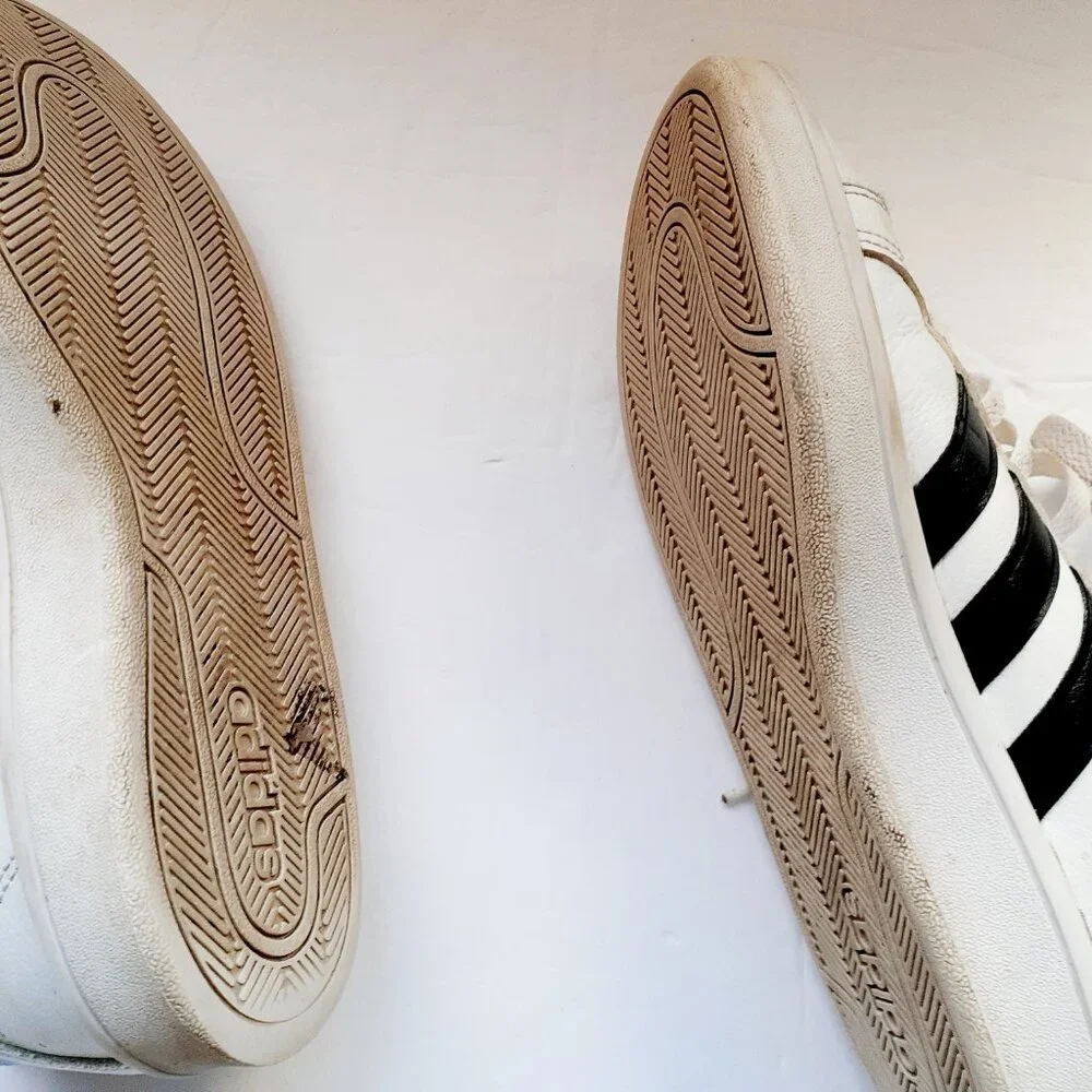 Adidas Boys Shoes White Black Stripe Neo Youth Size 6