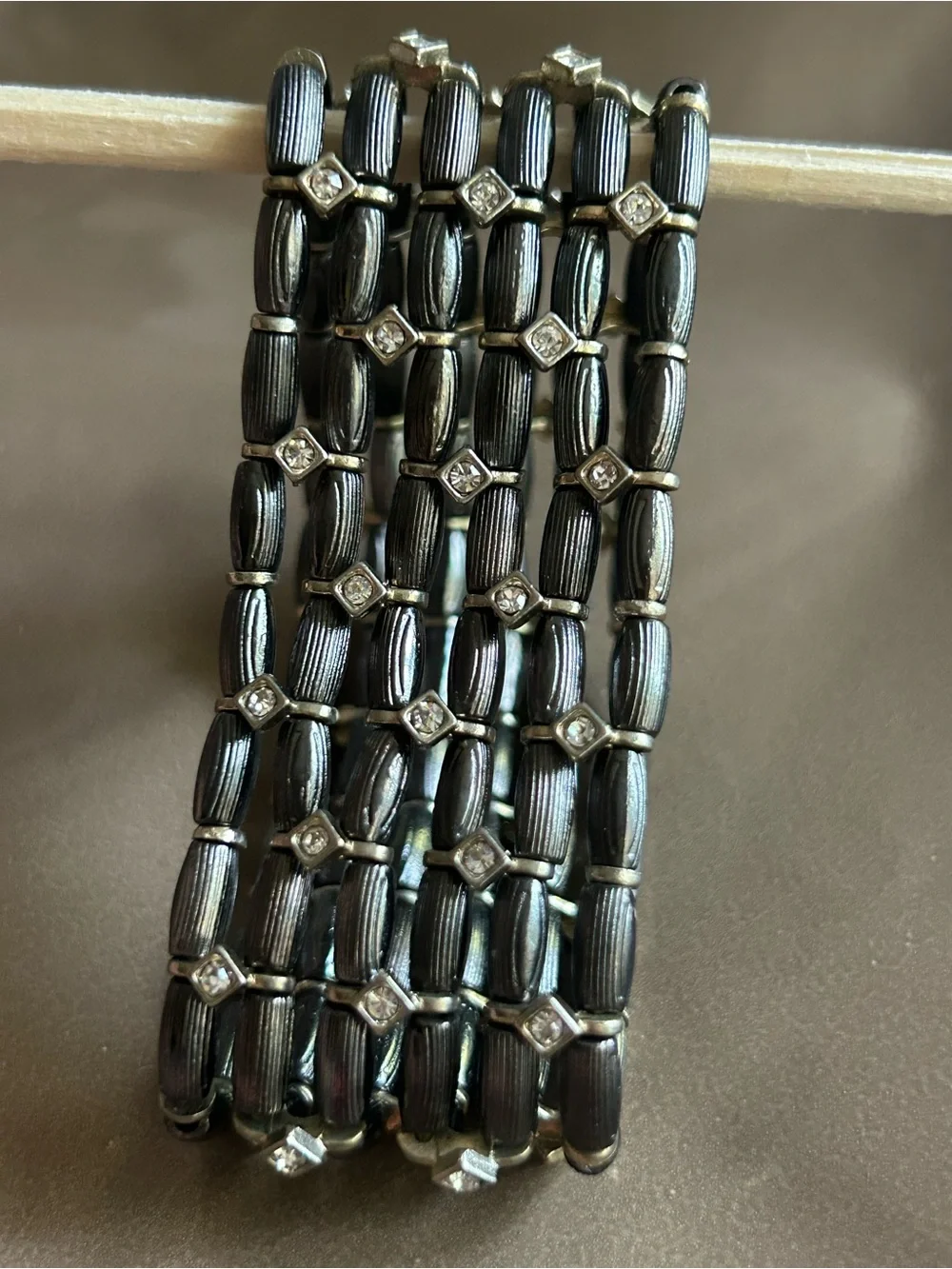 Multi-Row Beaded Stretch Bracelet with sparkling Accents