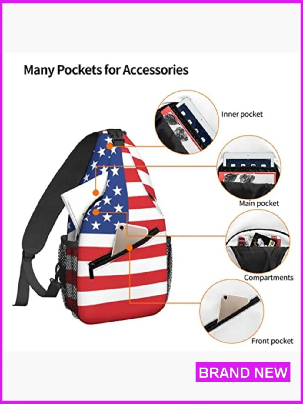 Sling Backpack Crossbody Shoulder Bag Daypack Travel Hiking Gym Cycling