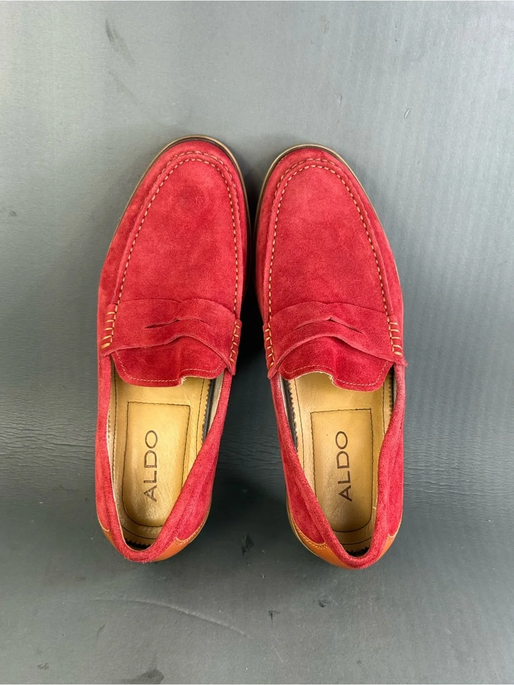 ALDO red suede Cynfran Penny Loafer shoes men’s size 9