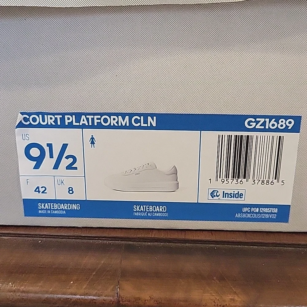 Adidas Court Platform Sneakers 9 1/2 M  WHITE/CREAM