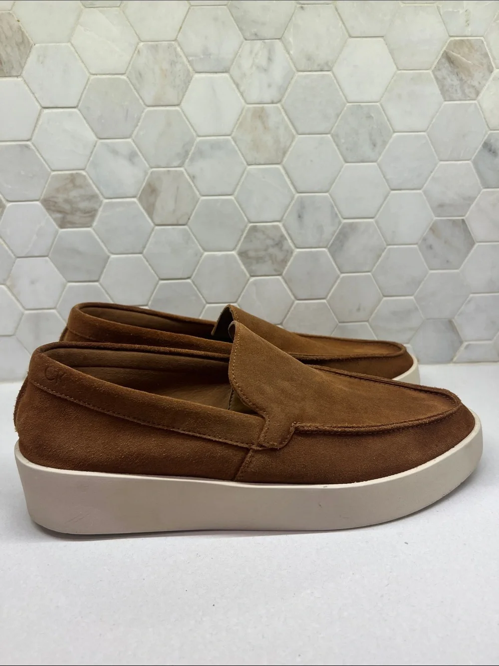 Calvin Klein Men's Chestnut Suede Slip-On Loafers Size 11