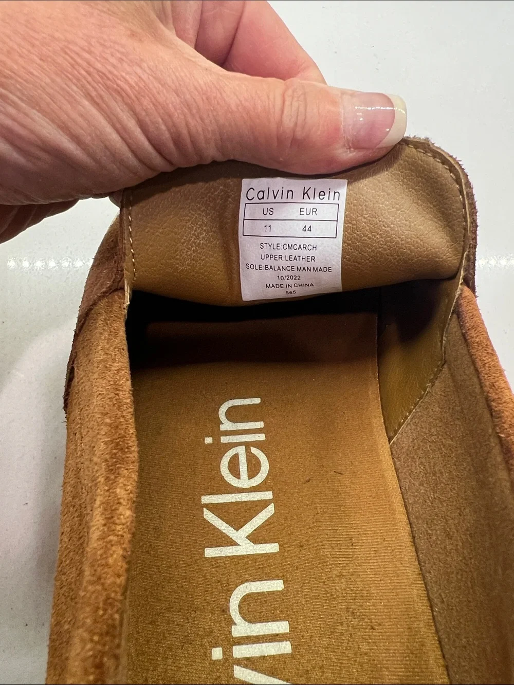 Calvin Klein Men's Chestnut Suede Slip-On Loafers Size 11