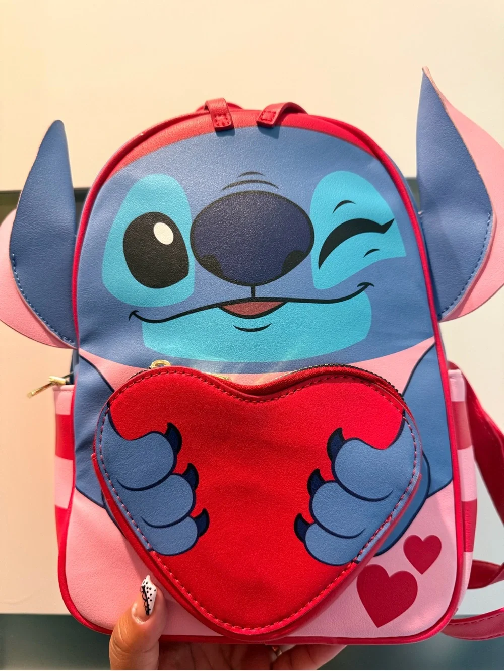 Loungefly White and Blue Stitch Pattern Kids Mini Backpack