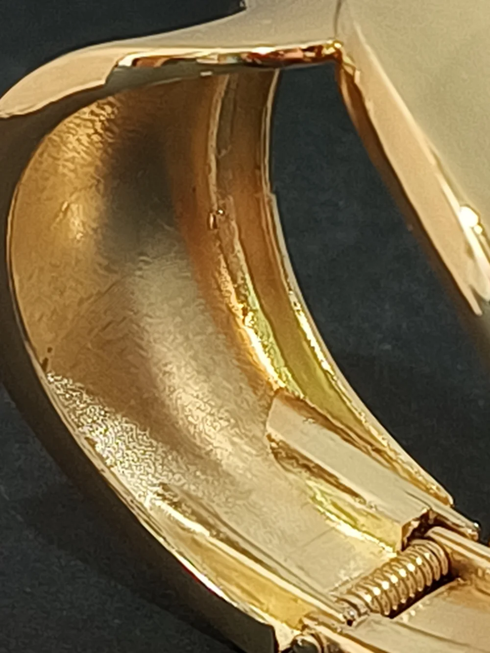 Wide Chunky Bright Gold Tone Bypass Spring Clamp Cuff Bracelet