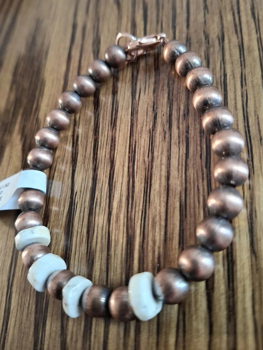 Copper Pearls And Wild Horse Beaded Bracelet 7.5