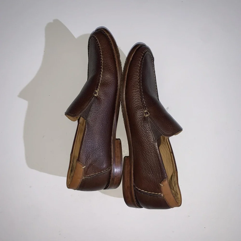 Tommy Bahama Faxon Shoes Mens 10 Brown Leather Slip On Loafers Casual Comfort