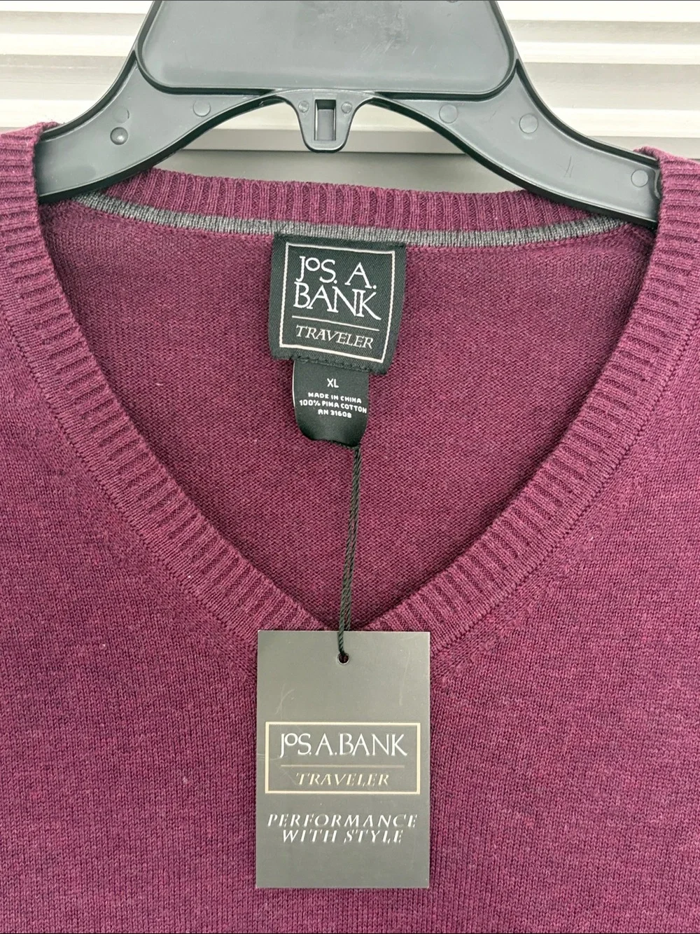 NWT Jos A Bank Traveler Pima Sweater in Plum