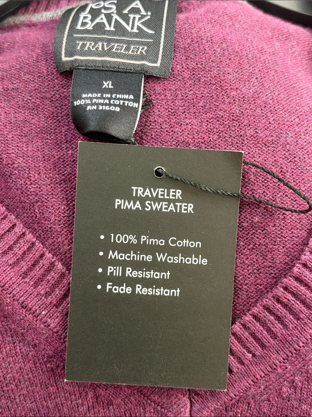 NWT Jos A Bank Traveler Pima Sweater in Plum