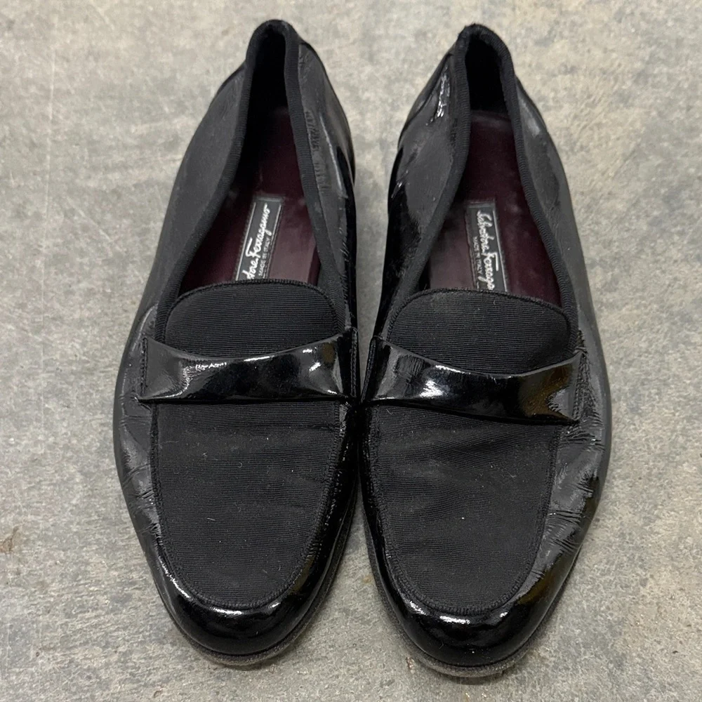 Salvatore Ferragamo Glossy Black Men's Slip-Ons