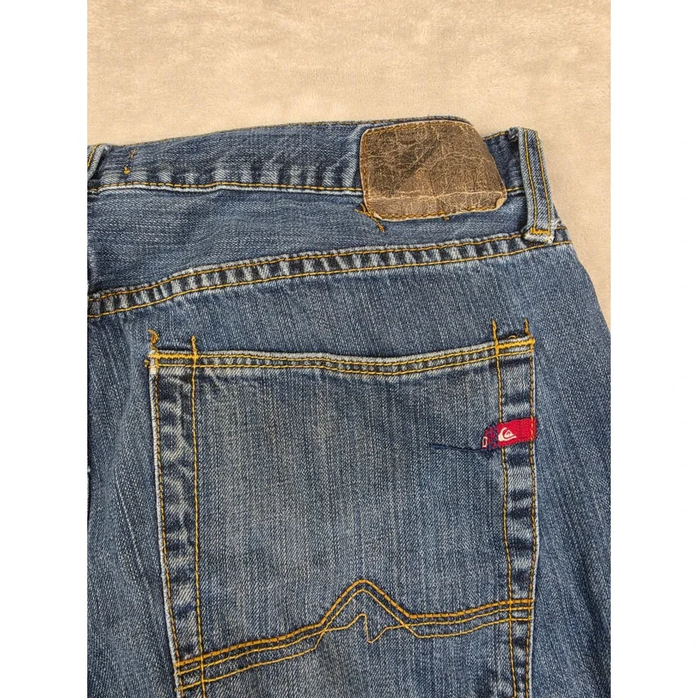 Vintage Quiksilver Quikjean Jeans Mens 36x32 Blue Relaxed Fit Distressed Denim