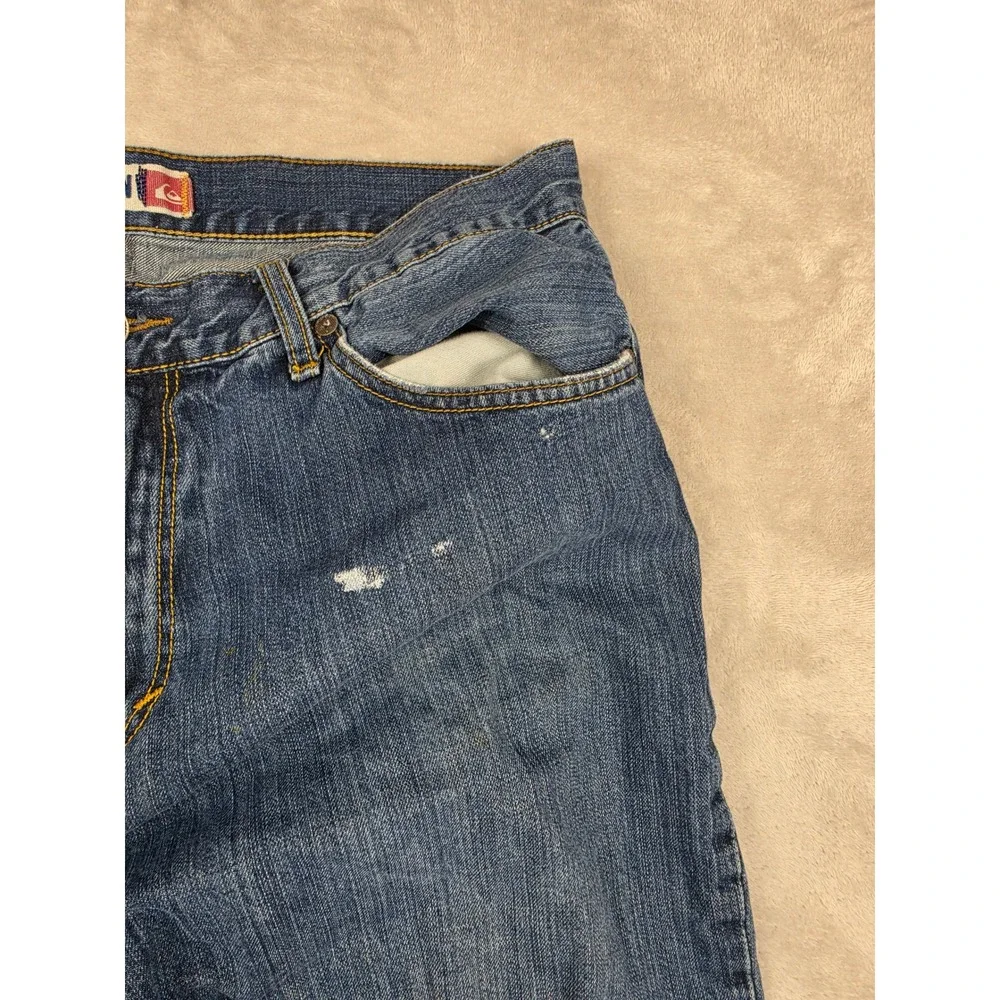 Vintage Quiksilver Quikjean Jeans Mens 36x32 Blue Relaxed Fit Distressed Denim