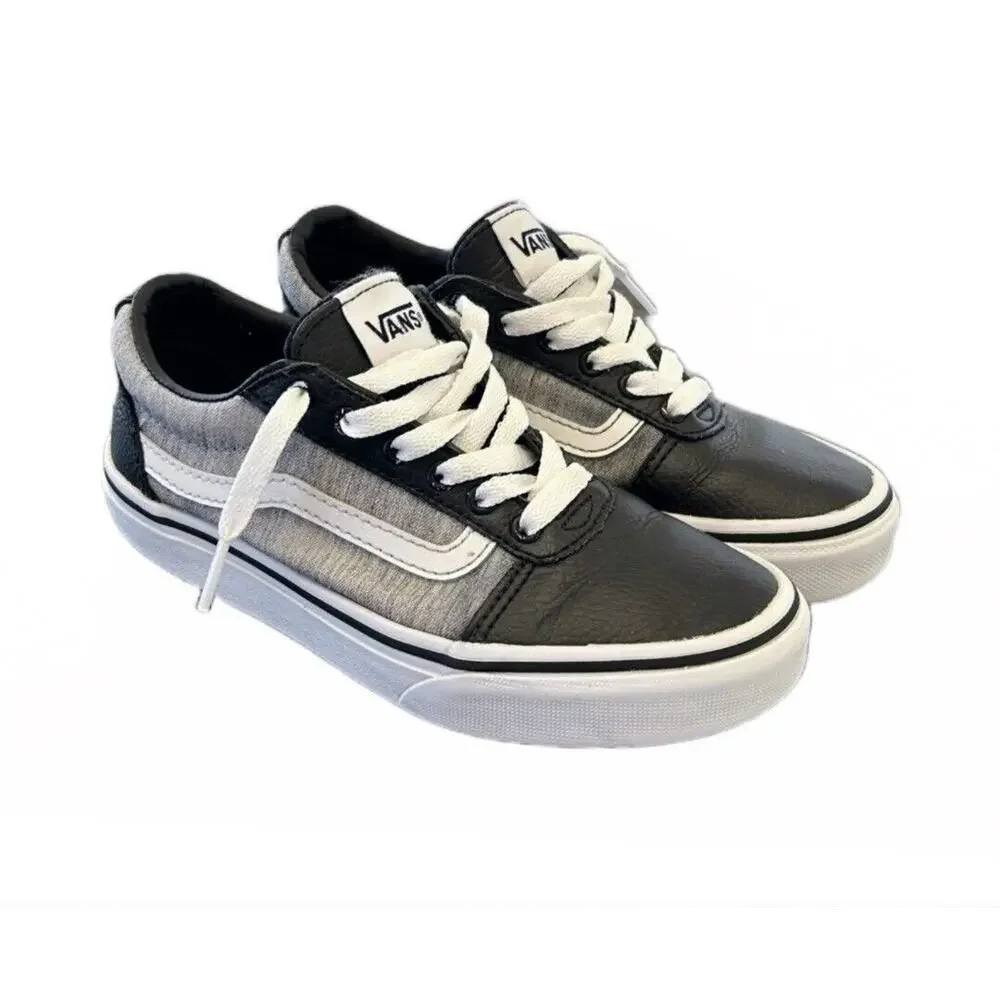 VANS Ward‎ Low Leather & Canvas Casual Fashion Skate Shoes Sneakers Youth Size 1