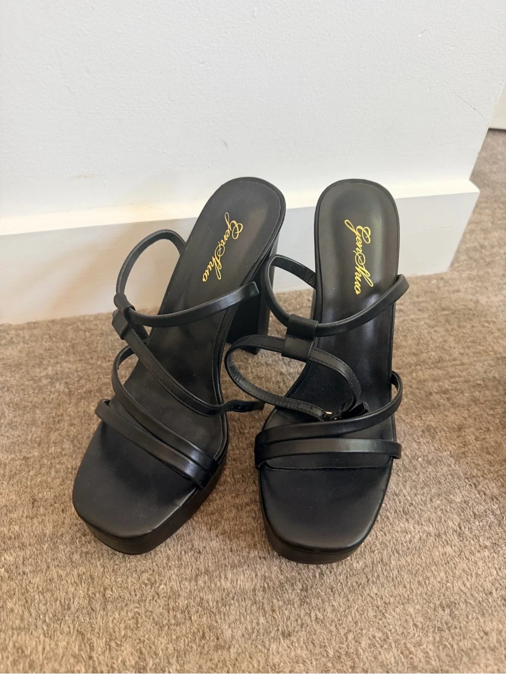 Black Platform Strappy High-Heel