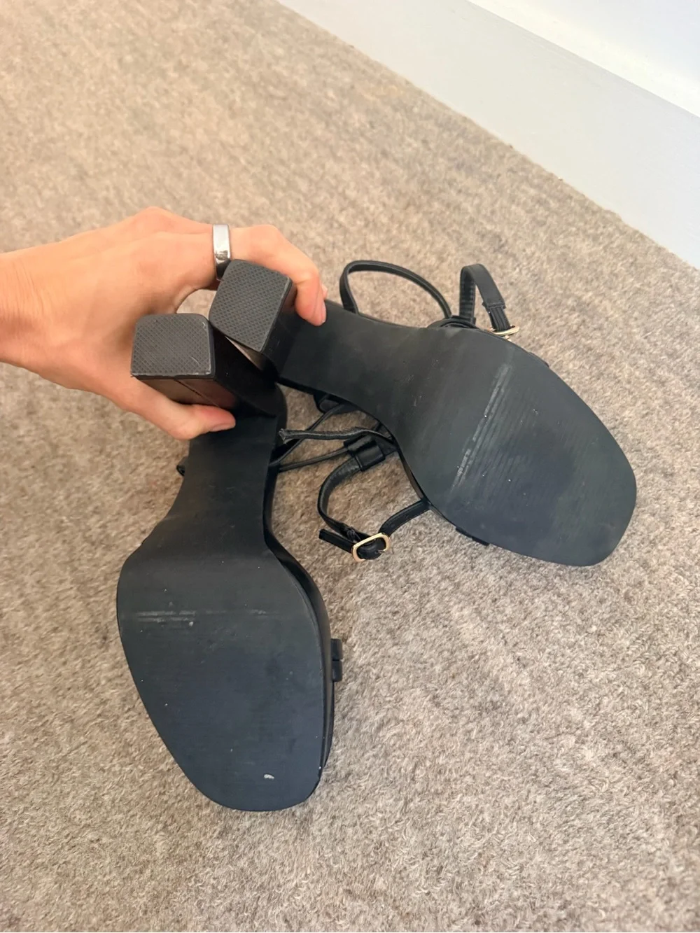 Black Platform Strappy High-Heel