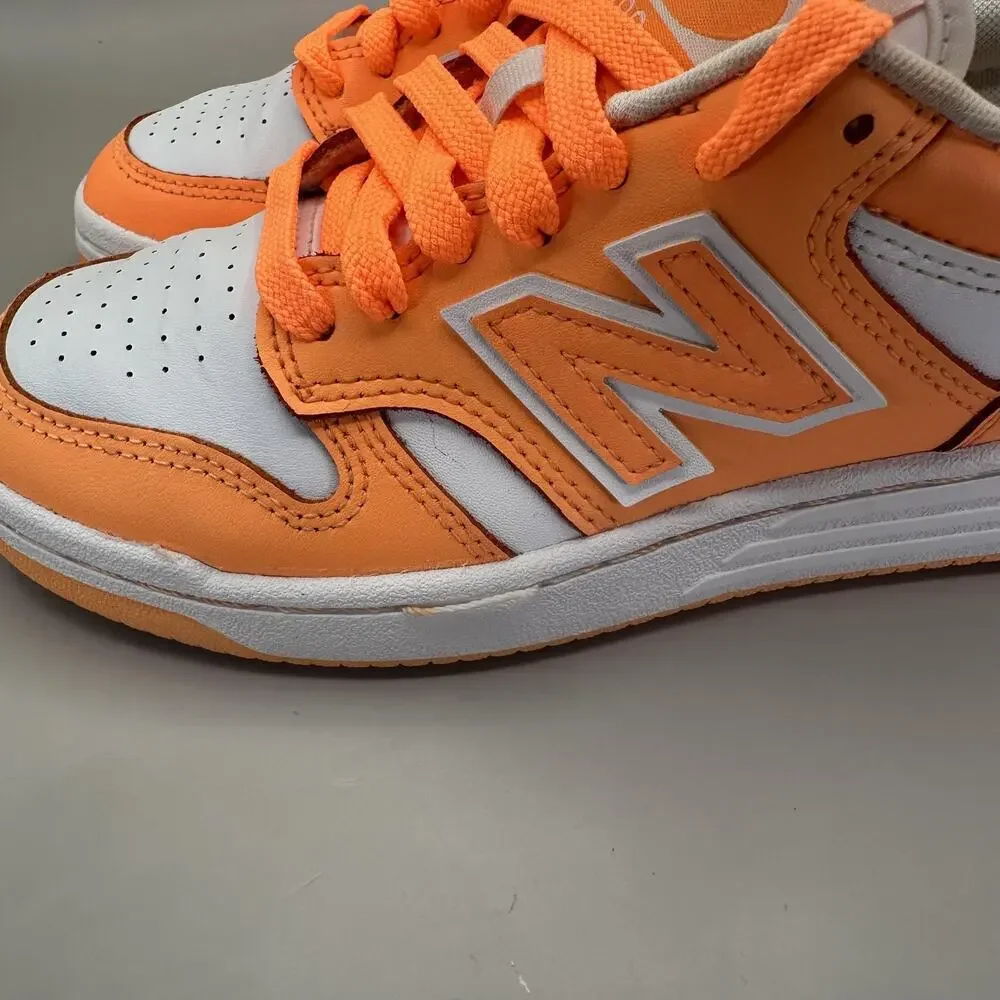 New Balance 480 Shoes Youth Size 4 Orange White Sneakers Lace Up