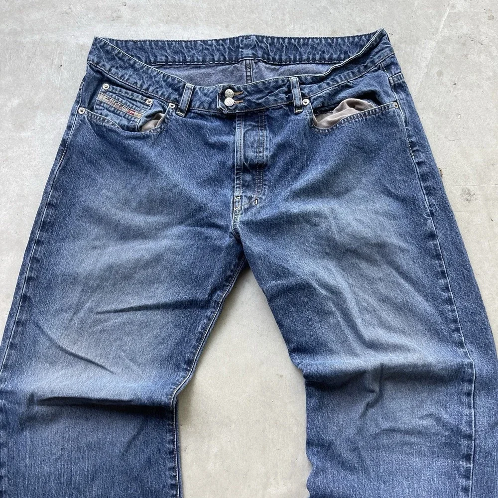 Vintage Diesel Straight Bootcut Dark Jeans Japanese Y2K Style Size 36 Button Fly